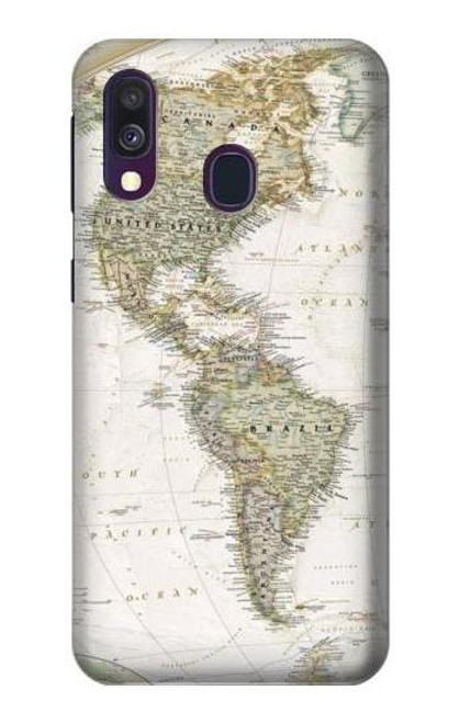 W0604 World Map Hard Case and Leather Flip Case For Samsung Galaxy A40