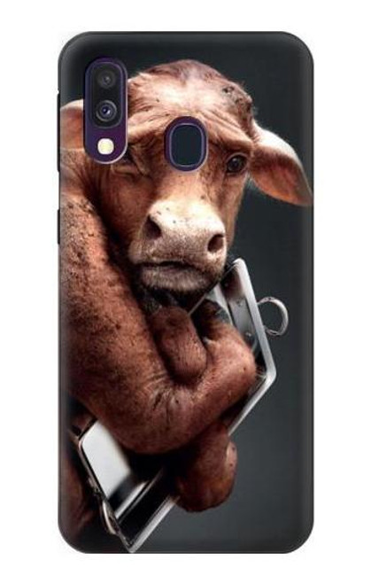 W1271 Crazy Cow Hard Case and Leather Flip Case For Samsung Galaxy A40