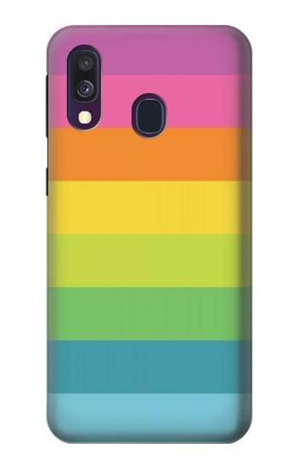 W2363 Rainbow Pattern Hard Case and Leather Flip Case For Samsung Galaxy A40