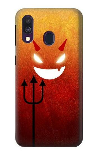 W2454 Red Cute Little Devil Cartoon Hard Case and Leather Flip Case For Samsung Galaxy A40