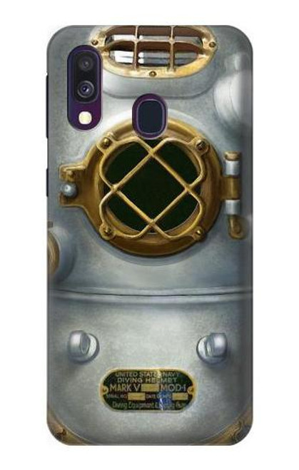 W2646 Vintage Deep Sea Diver Helmet Hard Case and Leather Flip Case For Samsung Galaxy A40