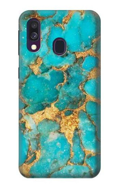 W2906 Aqua Turquoise Stone Hard Case and Leather Flip Case For Samsung Galaxy A40