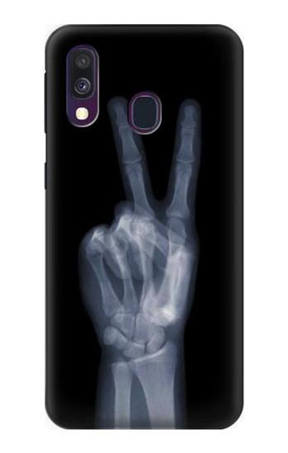 W3101 X-ray Peace Sign Fingers Hard Case and Leather Flip Case For Samsung Galaxy A40