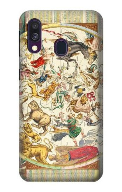 W3145 Antique Constellation Star Sky Map Hard Case and Leather Flip Case For Samsung Galaxy A40