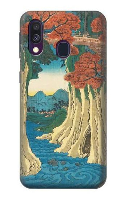 W3348 Utagawa Hiroshige The Monkey Bridge Hard Case and Leather Flip Case For Samsung Galaxy A40