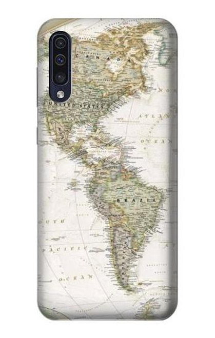 W0604 World Map Hard Case and Leather Flip Case For Samsung Galaxy A50