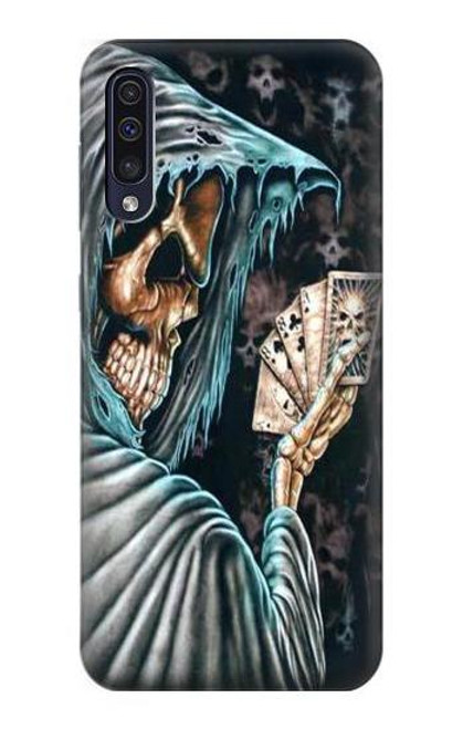 W0748 Grim Reaper Death Poker Hard Case and Leather Flip Case For Samsung Galaxy A50