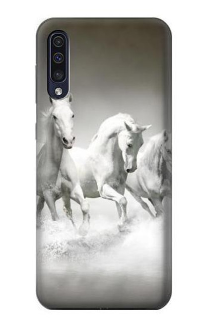 W0933 White Horses Hard Case and Leather Flip Case For Samsung Galaxy A50