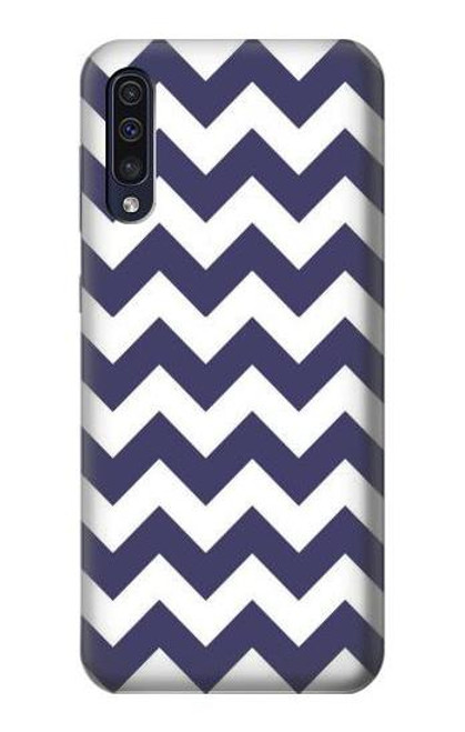 W2345 Navy Blue Shavron Zig Zag Pattern Hard Case and Leather Flip Case For Samsung Galaxy A50