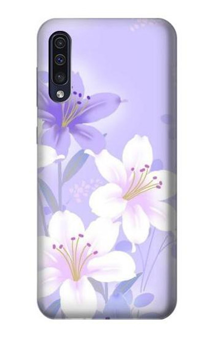 W2361 Purple White Flowers Hard Case and Leather Flip Case For Samsung Galaxy A50