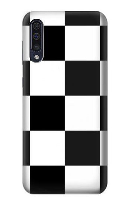 W2492 Black and White Check Hard Case and Leather Flip Case For Samsung Galaxy A50