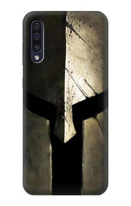 W2673 Spartan Warrior Helmet Hard Case and Leather Flip Case For Samsung Galaxy A50