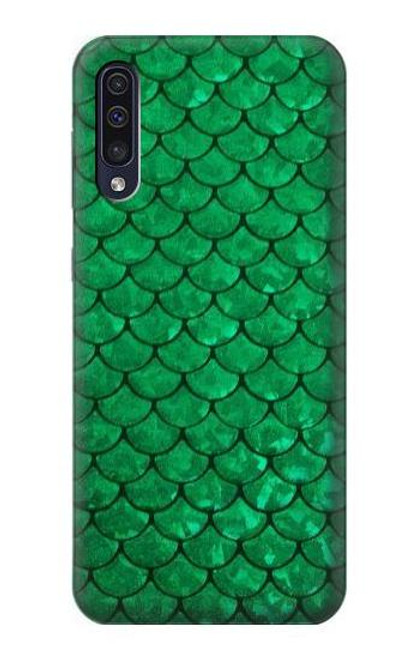 W2704 Green Fish Scale Pattern Graphic Hard Case and Leather Flip Case For Samsung Galaxy A50