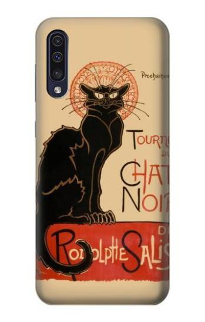 W2739 Chat Noir Black Cat Vintage Hard Case and Leather Flip Case For Samsung Galaxy A50