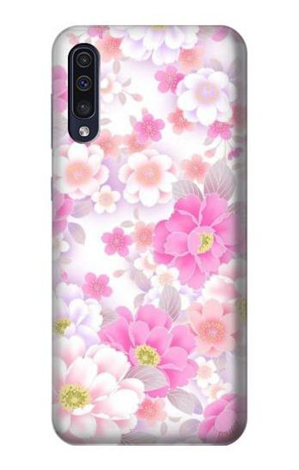 W3036 Pink Sweet Flower Flora Hard Case and Leather Flip Case For Samsung Galaxy A50