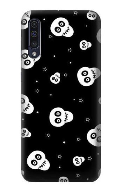 W3261 Smile Skull Halloween Pattern Hard Case and Leather Flip Case For Samsung Galaxy A50