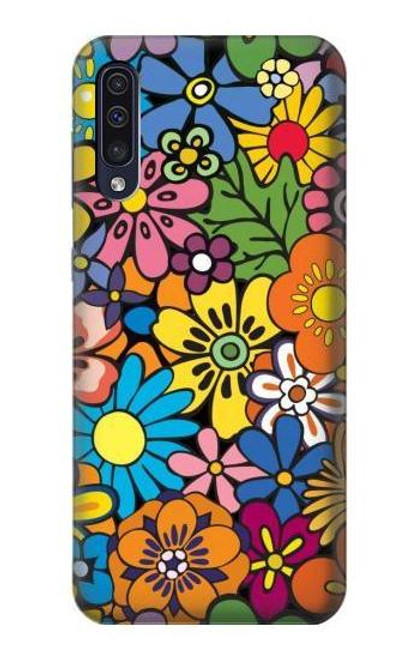 W3281 Colorful Hippie Flowers Pattern Hard Case and Leather Flip Case For Samsung Galaxy A70