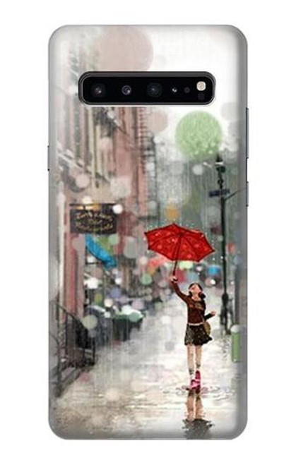 W0108 Girl in The Rain Hard Case and Leather Flip Case For Samsung Galaxy S10 5G