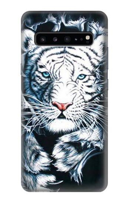 W0265 White Tiger Hard Case and Leather Flip Case For Samsung Galaxy S10 5G