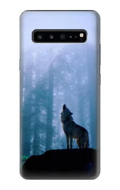 W0935 Wolf Howling in Forest Hard Case and Leather Flip Case For Samsung Galaxy S10 5G