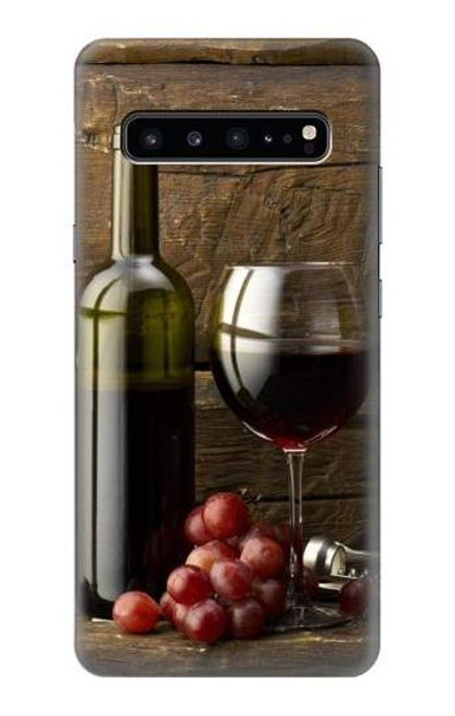 W1316 Grapes Bottle and Glass of Red Wine Hard Case and Leather Flip Case For Samsung Galaxy S10 5G