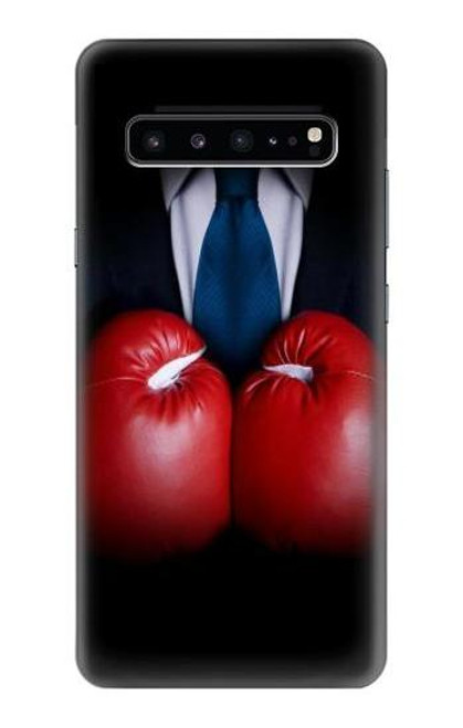 W2261 Businessman Black Suit With Boxing Gloves Hard Case and Leather Flip Case For Samsung Galaxy S10 5G