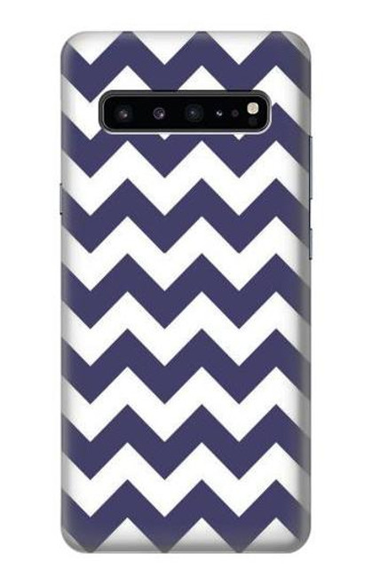 W2345 Navy Blue Shavron Zig Zag Pattern Hard Case and Leather Flip Case For Samsung Galaxy S10 5G