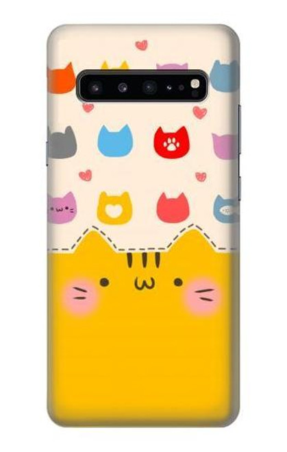 W2442 Cute Cat Cartoon Funny Hard Case and Leather Flip Case For Samsung Galaxy S10 5G