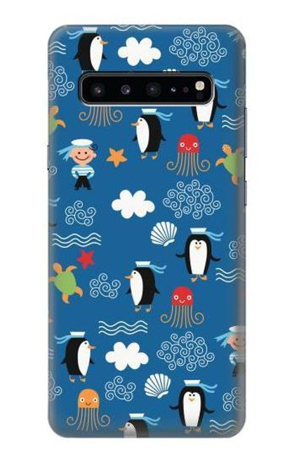 W2572 Marine Penguin Pattern Hard Case and Leather Flip Case For Samsung Galaxy S10 5G