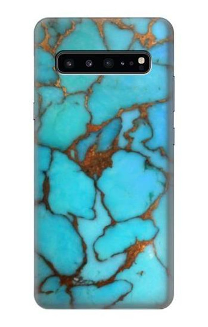 W2685 Aqua Turquoise Gemstone Graphic Printed Hard Case and Leather Flip Case For Samsung Galaxy S10 5G