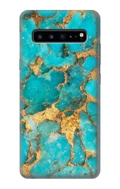 W2906 Aqua Turquoise Stone Hard Case and Leather Flip Case For Samsung Galaxy S10 5G