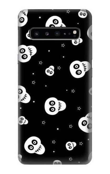 W3261 Smile Skull Halloween Pattern Hard Case and Leather Flip Case For Samsung Galaxy S10 5G