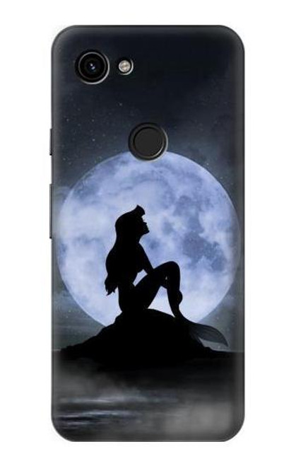W2668 Mermaid Silhouette Moon Night Hard Case and Leather Flip Case For Google Pixel 3a