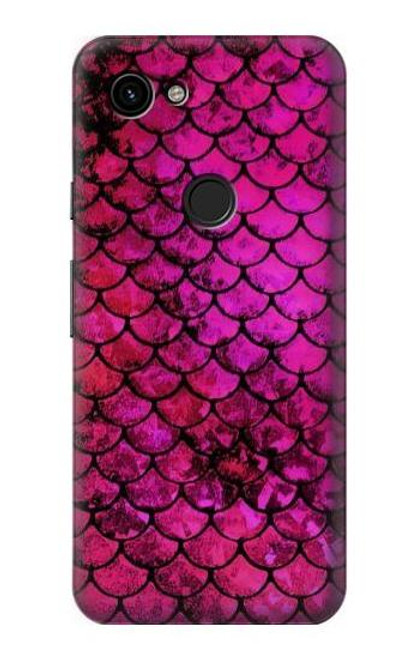 W3051 Pink Mermaid Fish Scale Hard Case and Leather Flip Case For Google Pixel 3a