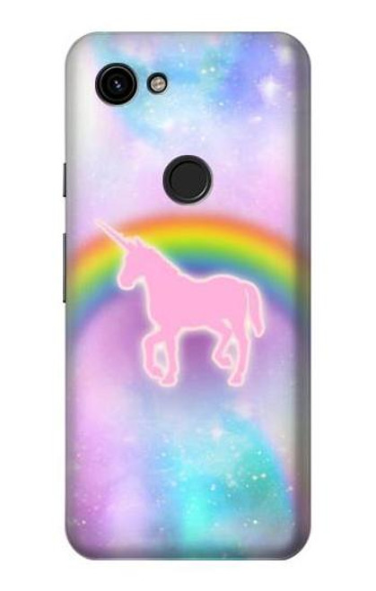 W3070 Rainbow Unicorn Pastel Sky Hard Case and Leather Flip Case For Google Pixel 3a