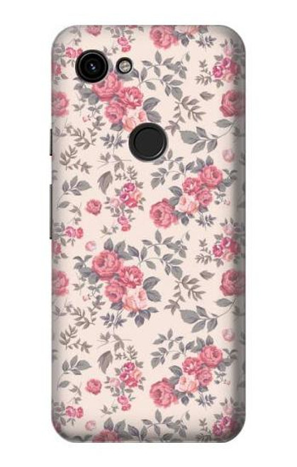 W3095 Vintage Rose Pattern Hard Case and Leather Flip Case For Google Pixel 3a