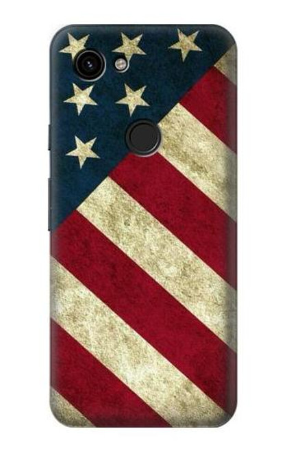 W3295 US National Flag Hard Case and Leather Flip Case For Google Pixel 3a