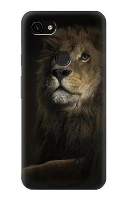 W0472 Lion Hard Case and Leather Flip Case For Google Pixel 3a XL