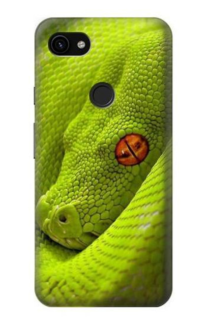 W0785 Green Snake Hard Case and Leather Flip Case For Google Pixel 3a XL