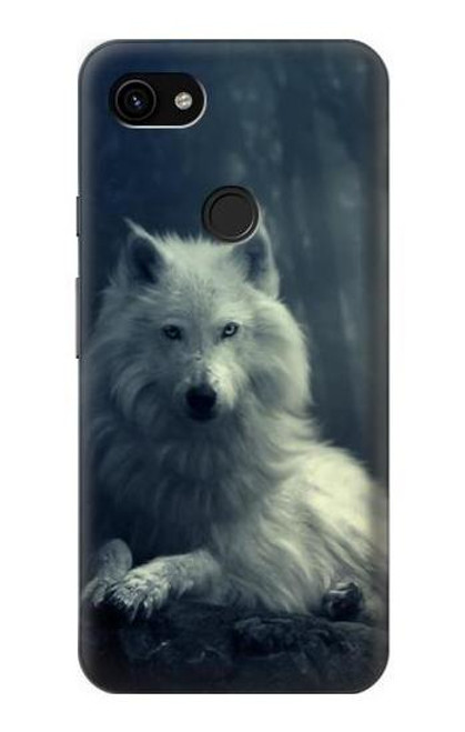 W1516 White Wolf Hard Case and Leather Flip Case For Google Pixel 3a XL