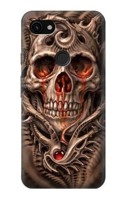 W1675 Skull Blood Tattoo Hard Case and Leather Flip Case For Google Pixel 3a XL