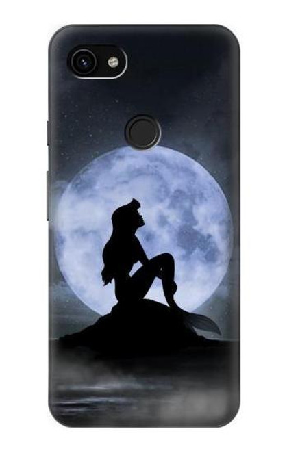 W2668 Mermaid Silhouette Moon Night Hard Case and Leather Flip Case For Google Pixel 3a XL