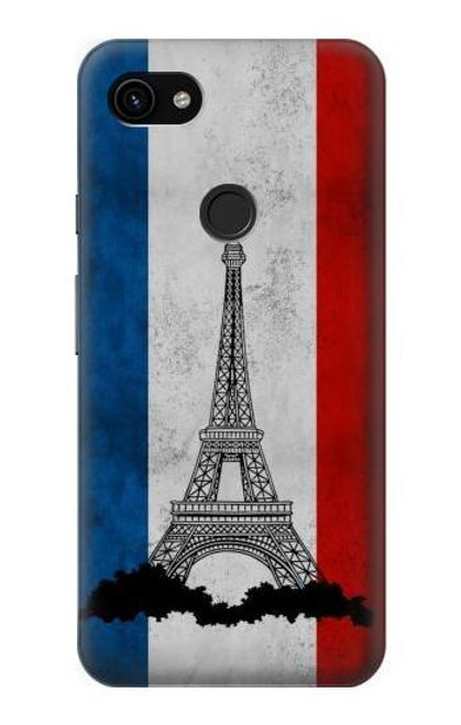 W2859 Vintage France Flag Eiffel Tower Hard Case and Leather Flip Case For Google Pixel 3a XL