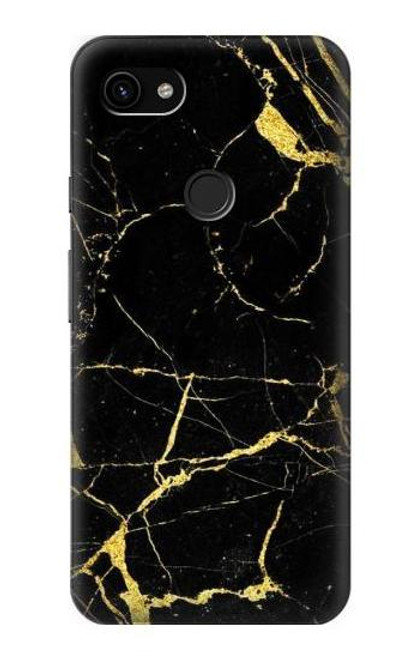 W2896 Gold Marble Graphic Printed Hard Case and Leather Flip Case For Google Pixel 3a XL