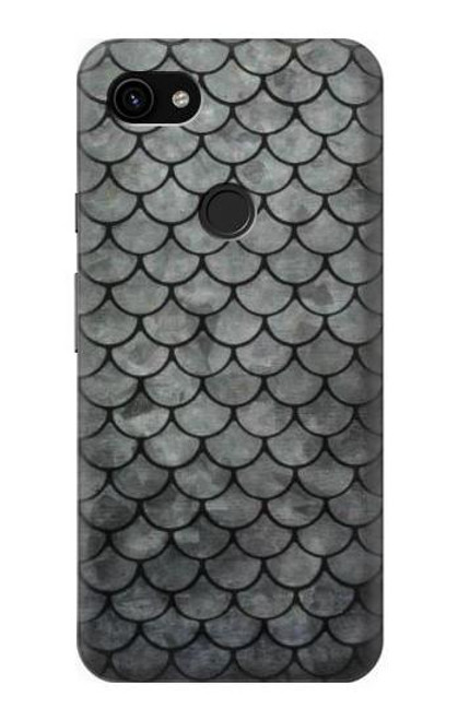 W2950 Silver Fish Scale Hard Case and Leather Flip Case For Google Pixel 3a XL