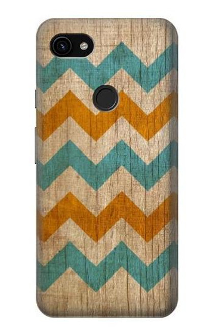 W3033 Vintage Wood Chevron Graphic Printed Hard Case and Leather Flip Case For Google Pixel 3a XL