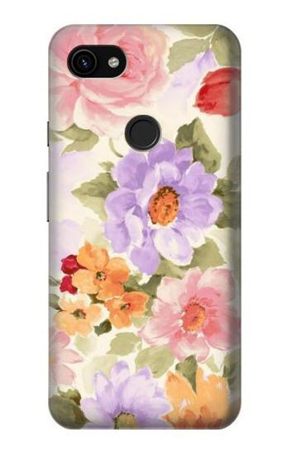 W3035 Sweet Flower Painting Hard Case and Leather Flip Case For Google Pixel 3a XL