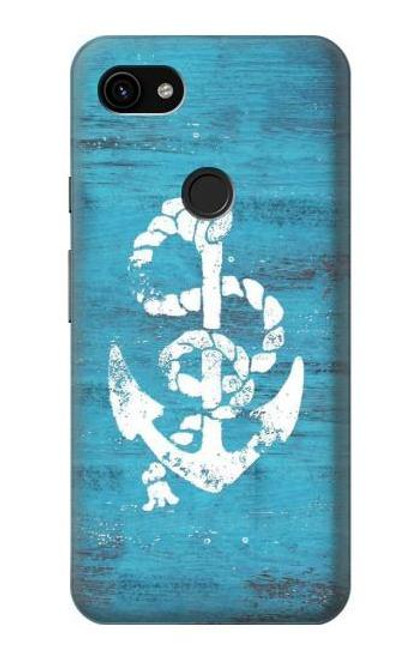 W3053 Marine Anchor Blue Hard Case and Leather Flip Case For Google Pixel 3a XL