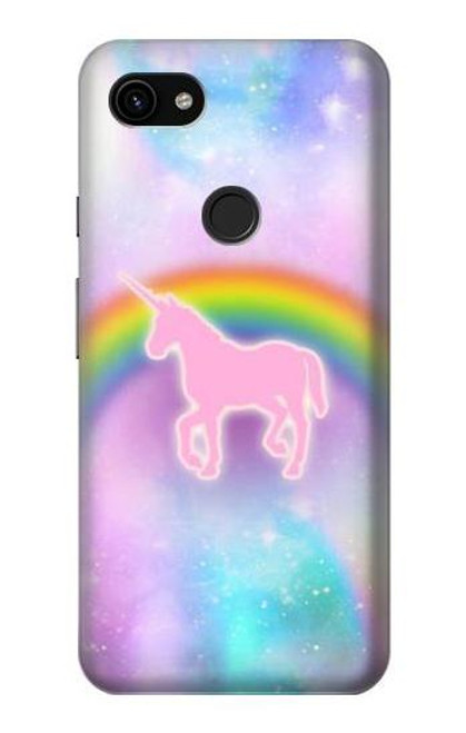 W3070 Rainbow Unicorn Pastel Sky Hard Case and Leather Flip Case For Google Pixel 3a XL