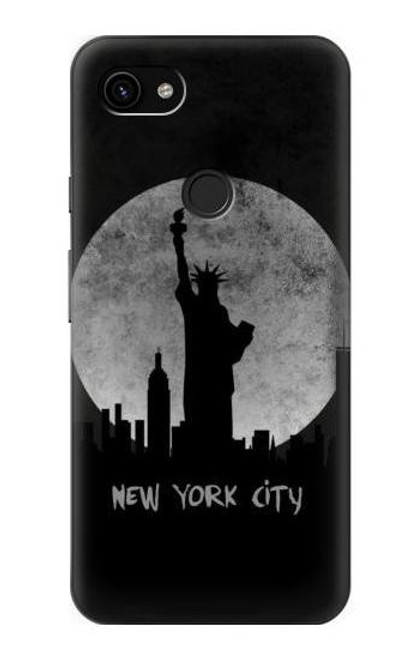 W3097 New York City Hard Case and Leather Flip Case For Google Pixel 3a XL